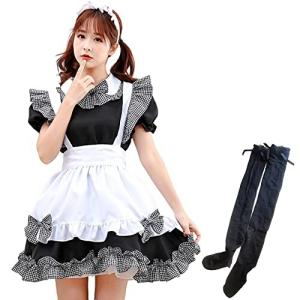 Mitigo メイド服 コスプレ仮装 チェック柄 セット かわいい コスプレ初心者 ロリー服 制服 喫茶店 撮影 ハロウ