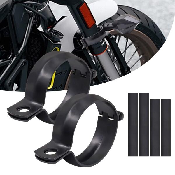 Biqing バイク クロームウインカー ブラケット ステー Φ42~Φ51mm対応 フロントフォー...