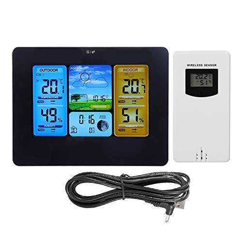 Bindpo デジタル気象ステーション、湿度計デジタル気圧計、予報ステーション、屋内時計用屋外カ