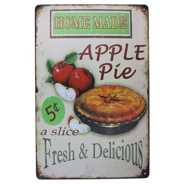 Vintage Tin Plate Signs Home Made Apple Pie Wall D...