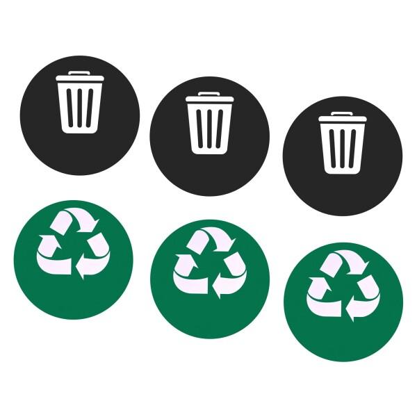 M METERXITY 6個入り リサイクルとゴミ箱の標識ステッカー 分類デカールラベル ゴミの分別...