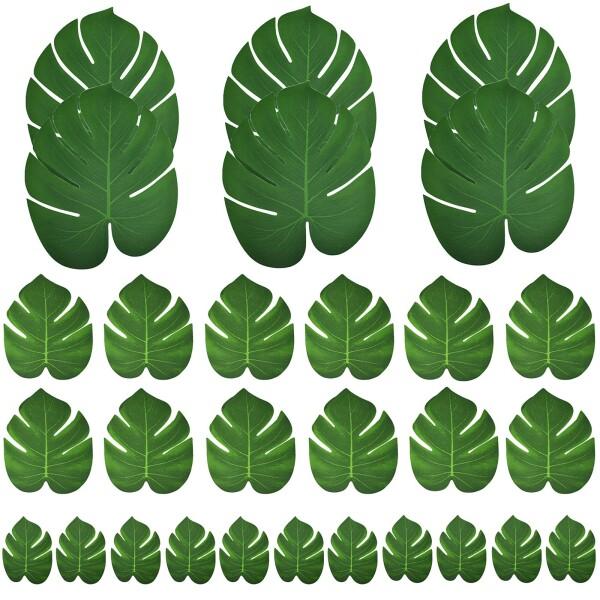Maydahui モンステラの葉 30枚セット 人工の熱帯のヤシの葉 人造亀の葉 インテリア グリー...