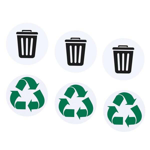 M METERXITY 6個入り リサイクルとゴミ箱のサインステッカー 分類デカールラベル ゴミの分