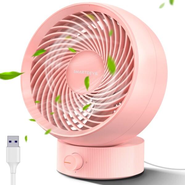 SmartDevil 卓上扇風機 USB ファン小型扇風機 静音 5枚羽根 USB電源 長時間連続使...