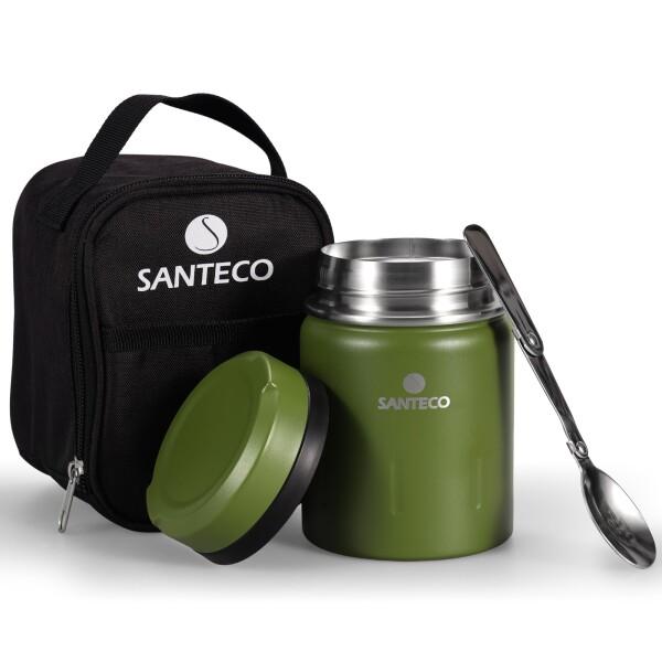 SANTECO 真空断熱 スープジャー 500ml 広口 保温保冷 ランチジャー保温弁当箱 スプーン...