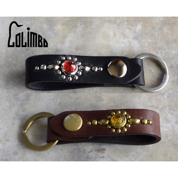 COLIMBO/コリンボ  Jewel Studded Leather Key Ring - Hel...