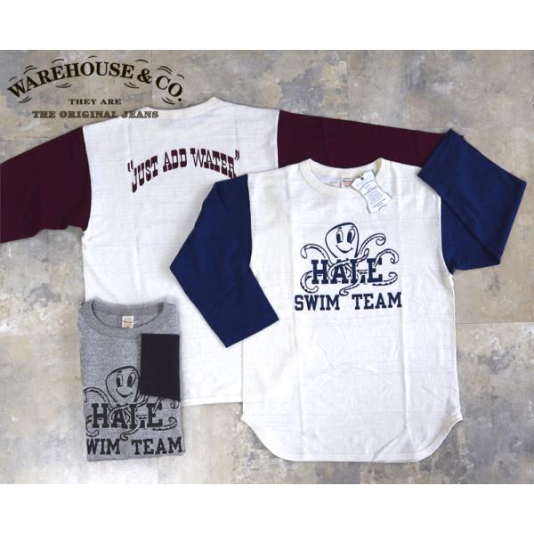 WAREHOUSEウエアハウス 4800 SWIM TEAM 7分袖ベースボールT