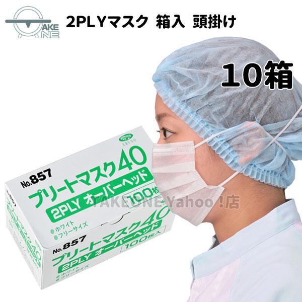 オーバーヘッド2層マスク 不織布マスク エブノ『10箱』 1箱100枚 飛沫防止 2層構造 プリート...