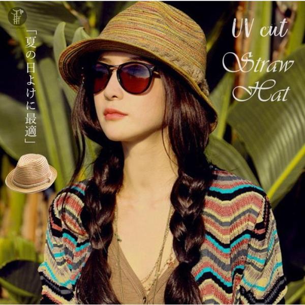 麦わら帽子 日よけ ストローハット ペーパー帽子 ハット レディース UVカット 麻縄飾り 夏 UV...