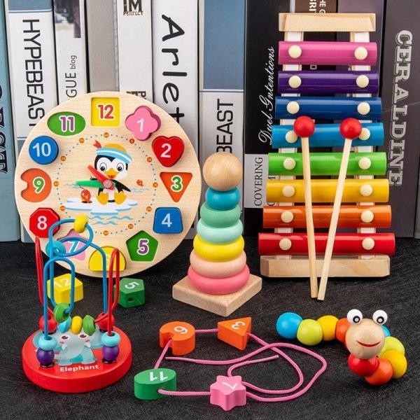 知育玩具 1歳 2歳 3歳 4歳 5歳 6歳 木製 赤ちゃん 木のおもちゃ 指先 レッスンボックス ...