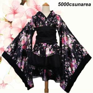 花魁 着物 メイド 桜 和風柄 浴衣 4点セッ...の詳細画像3