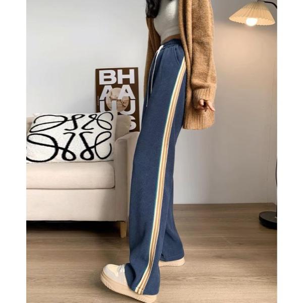 サイドラインパンツ サイドライン ジャージ レディース ボトムス パンツ ロング丈 ハイウエスト ド...