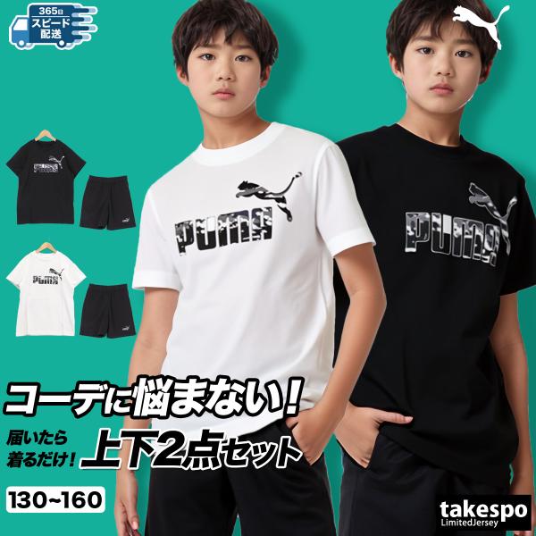 プーマ Tシャツ ハーフパンツ 上下 ジュニア セットアップ ブランド PUMA ESS カモ 68...