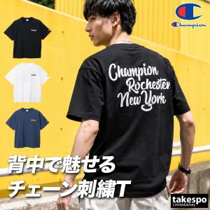 チャンピオン 半袖 送料無料 Tシャツ メンズ ブランド Champion コットン100 綿100 バックプリント付き 黒 白 C3E302