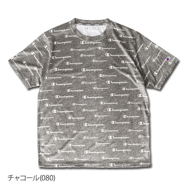 チャンピオン Tシャツ メンズ 上 Champion 半袖 速乾 ドライ 総柄 ロゴ C3RS304