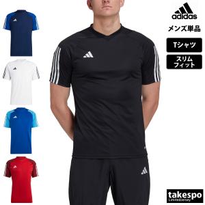 アディダス Tシャツ メンズ 上 adidas 半袖 サッカー プラクティスシャツ 吸湿 ドライ 吸汗 速乾 3ストライプス サイドライン TIRO23 DD442 新作｜takespo