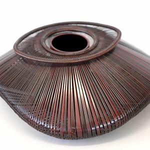 茶道具 籠花入 篭花入 置用 耳付透編 伊藤賢一郎作 茶道 : 茶道具