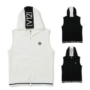 V12 ゴルフ ベスト メンズ フード フルジップ ダンボールニット