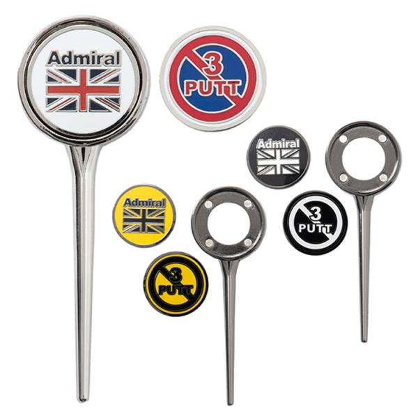 アドミラルゴルフ マーカー メンズ レディース ロゴ グリーンフォーク メタル ゴルフマーカー ブラ...