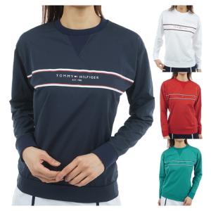 トミーヒルフィガー ゴルフ スウェットシャツ レディース 長袖 シャツ Vネック ストレッチ 吸水速乾 UVカット 防風 ゴルフウェア ブランド 無地 ロゴ THLA560 TOMMY HILFIGER GOLF（トミー ヒルフィガー ゴルフ） トミー
