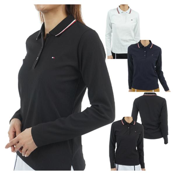 トミーヒルフィガー ゴルフ ポロシャツ レディース 長袖 シャツ ストレッチ UVカット ロゴ ゴル...