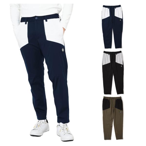 V12 ゴルフ パンツ メンズ ロングパンツ ストレッチ 撥水 防風 保温 ウエストゴム 無地 ゴル...