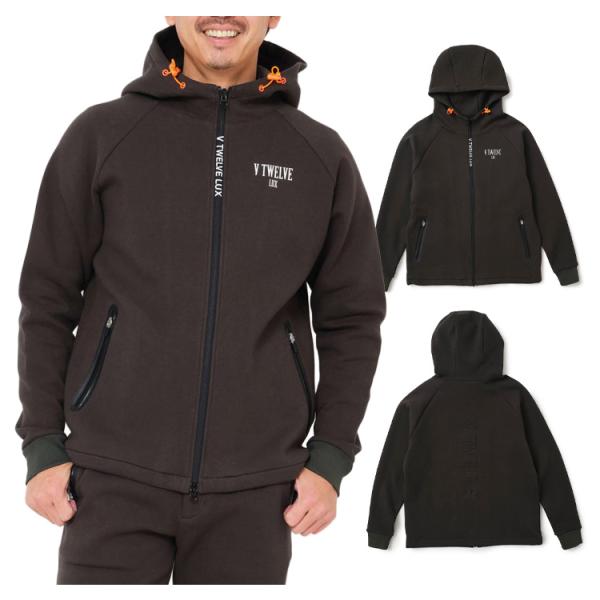 V12 ゴルフ パーカー メンズ 長袖 フルジップ フーディー LUX ストレッチ トレーナー 無地...