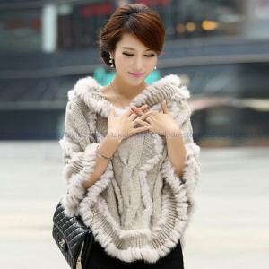 ニット＆ラビット ファー ケープ ショール レディース