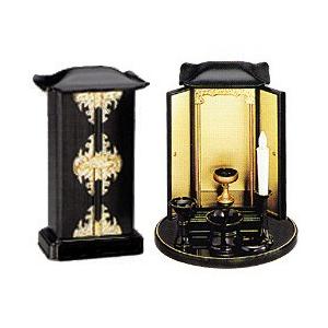 ミニ厨子 小型厨子 柿渋塗 木製 舎利箱 仏像入れ 仏像置き 観音扉 厨子