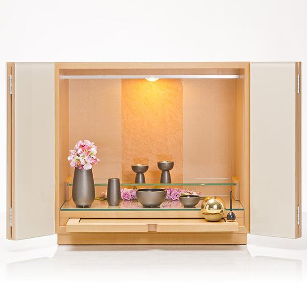 スタイリッシュ仏壇「コーラル」ホワイト（仏具セット付き）