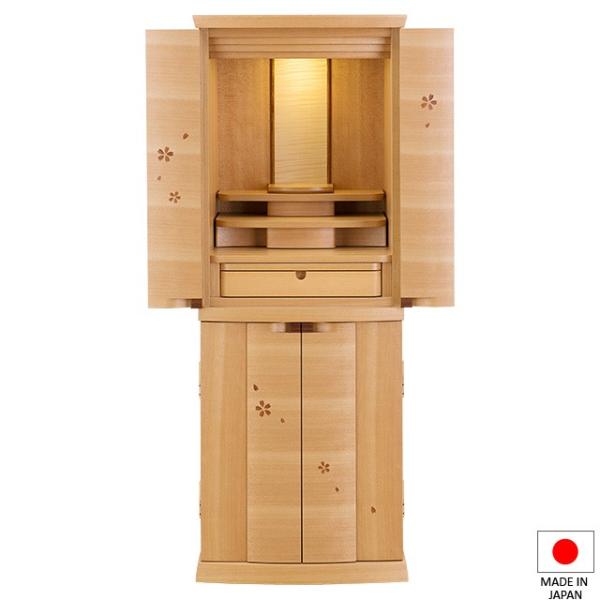 仏壇 モダン仏壇 染井吉野 台付型(床置き) 桜 花びら入り 40×15号（納骨仏壇 家具調仏壇） ...