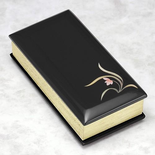 過去帳 黒塗り蒔絵入り(蘭) 4.5寸