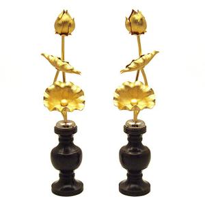 仏壇屋 滝田商店 獅子掛中口 火立(ローソク立て・燭台) 磨き 6寸付