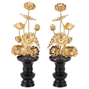 仏壇用　仏具　花たて2個セット 仏壇屋 滝田商店 常花 花立付 7寸(一対) 総高さ35cm（仏壇用 日本製