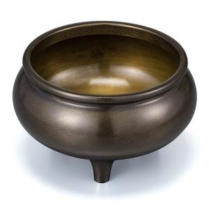 香炉 日本製 仏具【真鍮製 3.5寸 色付 机上香炉 黒光色 京色】3.5寸