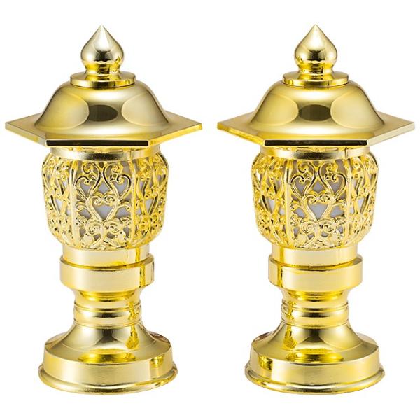 置き灯篭 唐草六角型 金 6寸(一対)