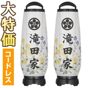 家紋・家名入り 盆提灯 盆ちょうちん お盆提灯 あけぼの LED コードレス 2732-TKM-2 一対セット(2個)｜takita