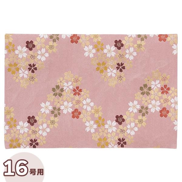 経机掛け 防炎マット 流れ桜・ピンク 16号用（仏壇用 経机敷き 金襴 防火マット）