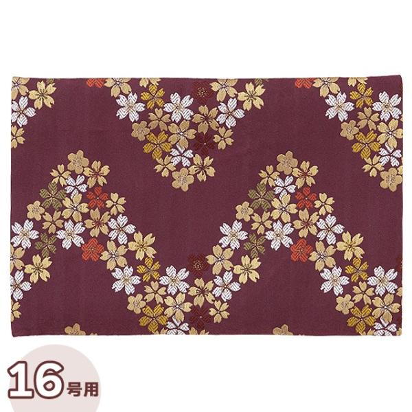 経机掛け 防炎マット 流れ桜・紫 16号用（仏壇用 経机敷き 金襴 防火マット）