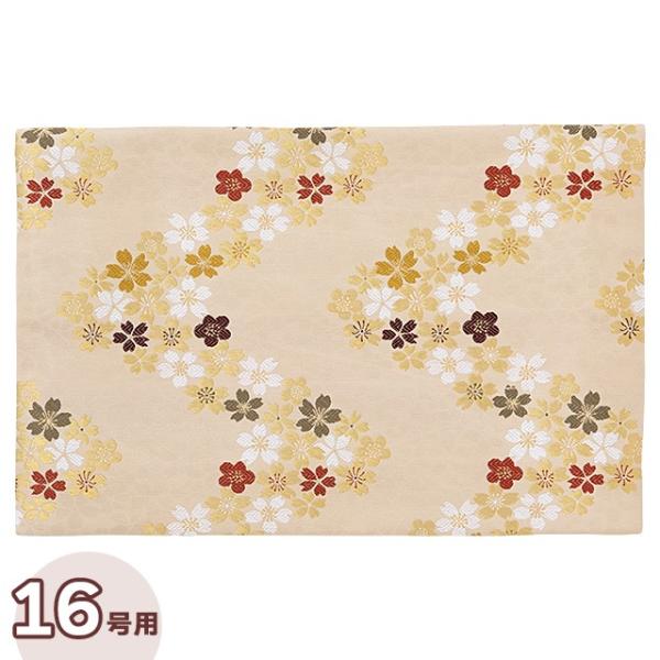 経机掛け 防炎マット 流れ桜・白茶 16号用（仏壇用 経机敷き 金襴 防火マット）