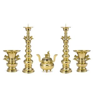 仏壇屋 滝田商店 獅子掛中口 五具足 磨き 7寸（寺院用仏具） : 仏壇