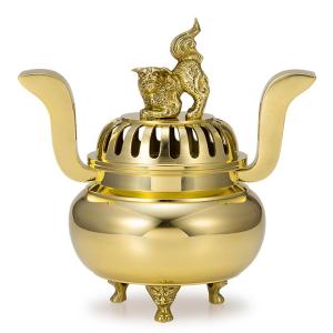 寺院仏具］ 中口火立(獅子付) 上磨 1尺8寸 【ローソク立】 : 仏壇