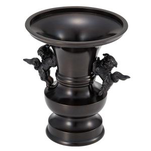 獅子掛中口 花立 黒色 5寸(寺院用仏具)の詳細画像1
