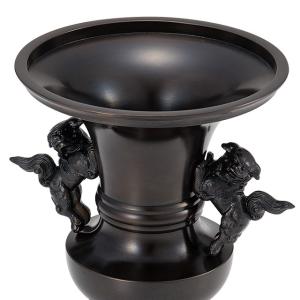 獅子掛中口 花立 黒色 5寸(寺院用仏具)の詳細画像2