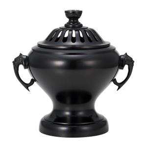 仏壇屋 滝田商店 獅子掛中口 香炉 黒色 8寸付（寺院用仏具） : 仏壇