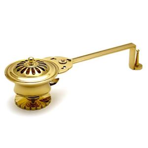 仏壇屋 滝田商店 蓮華型柄香炉 真鍮製 長さ32.5cm×巾9.4cm（日本製