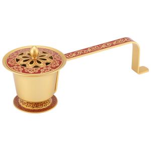 仏壇屋 滝田商店 蓮華型柄香炉 真鍮製 長さ32.5cm×巾9.4cm（日本製