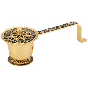 ✶金属工芸品✶柄香炉 蓮華型 真鍮製 金メッキ オトシ付 寺院仏具 国産 未使用 ✶金属工芸品✶香炉 蓮華型 真鍮製 金メッキ 仏具 国産 インテリア