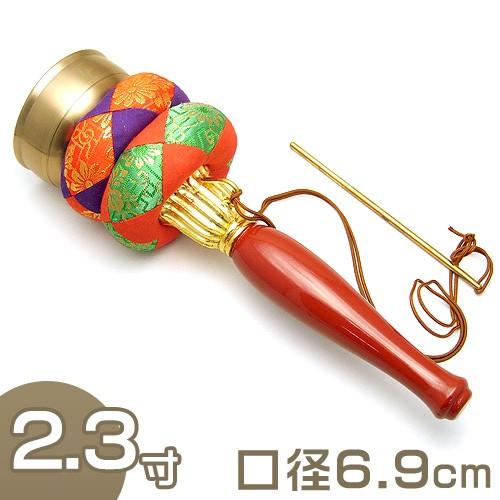印金 朱塗り柄 2.3寸（携帯用リン りん）（京都製寺院用仏具）
