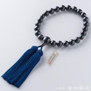 数珠 男性用 青虎目石 22玉 念珠袋付きの詳細画像1